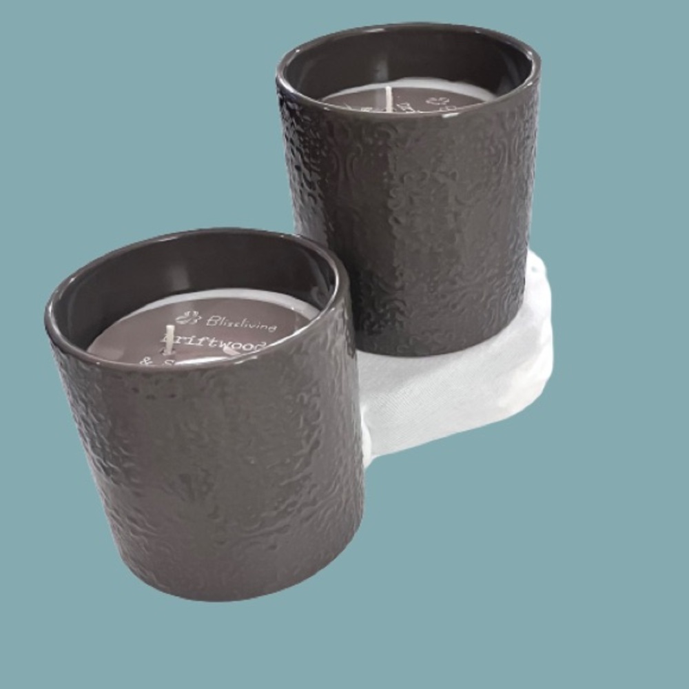 NWT- Set of 2 Blissliving Driftwood and Sea Salt Double Wick Candles - Picture 2 of 7